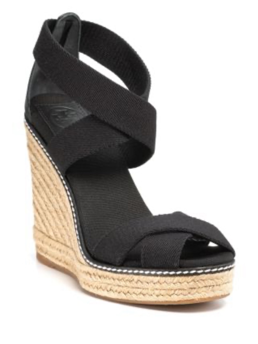 Tory Burch Black Crisscross Espadrille Wedge Sandals Sz 7